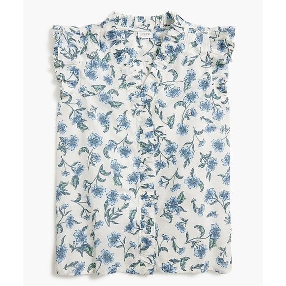 J. Crew Factory Women’s Sleeveless Ruffle Top Button Front Floral Cottagecore S - Picture 1 of 12